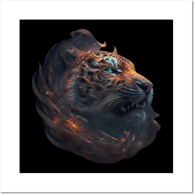 Tiger in Space with unique Design Wall Art by HappysSpace